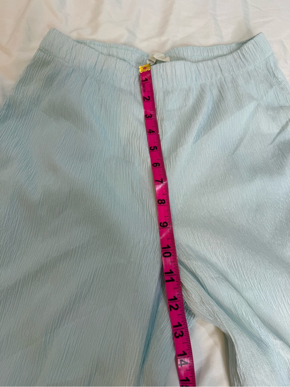 Oak + Fort Light Blue Crinkle Wide Leg Pants Semi Sheer - Picture 8 of 12